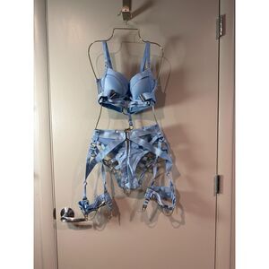 Honey Birdette Kukuro Blue Lingerie Set – Size XS / 34D – Designer Luxury